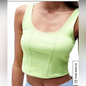 PACSUN PacCares Ribbed Bustier cropped  Tank Top Lime Green Size Medium